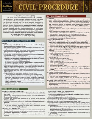 Civil Procedure: Quickstudy Laminated Reference Guide by Barcharts Publishing Inc