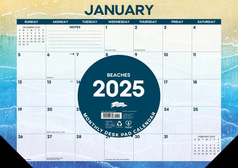 Beaches 2025 17 X 12 Small Monthly Deskpad by Willow Creek Press