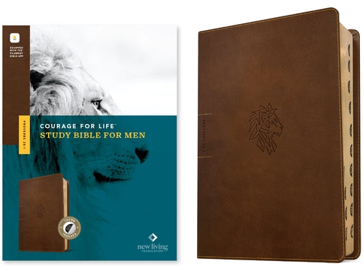 NLT Courage for Life Study Bible for Men, Filament-Enabled Edition (Leatherlike, Rustic Brown Lion, Indexed) by Tyndale
