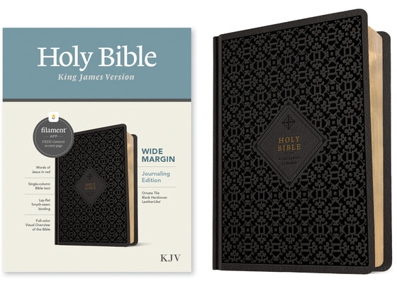 KJV Wide Margin Bible, Filament-Enabled Edition (Hardcover Leatherlike, Ornate Tile Black, Red Letter) by Tyndale