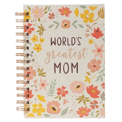 Journal Wirebound Peach Floral World's Greatest Mom by Christian Art Gifts