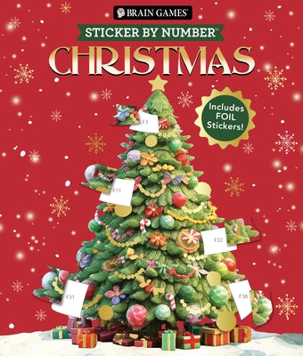 Brain Games - Sticker by Number: Christmas (24 Images to Sticker - Watercolor Tree Cover): Includes 2 Foil Sticker Sheets to Complete Each Image! by Publications International Ltd