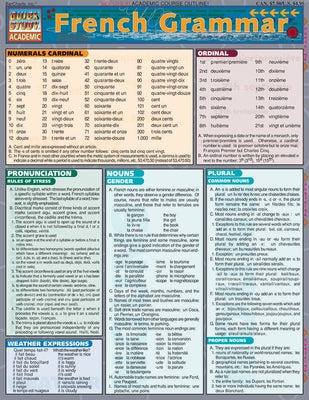 French Grammar: Quickstudy Laminated Reference Guide by Romero, Dora