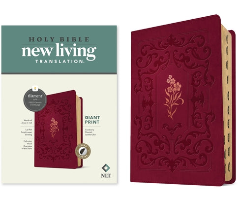 NLT Giant Print Bible, Filament-Enabled Edition (Leatherlike, Cranberry Flourish, Indexed, Red Letter) by Tyndale