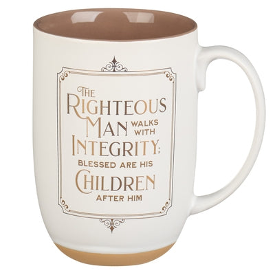 Christian Art Gifts Ceramic Coffee & Tea Mug for Men: Righteous Man - Proverbs 20:7 Inspirational Bible Verse, Creamy Beige, 15 Oz. by Christian Art Gifts