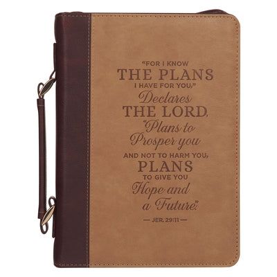 Christian Art Gifts Classic Vegan Leather Bible Cover for Men: I Know the Plans - Inspirational Bible Verse, Sturdy Easy Carry Book Case W/Pen Loops, by Christian Art Gifts