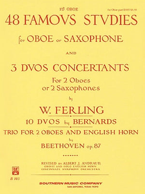48 Famous Studies, (1st and 3rd Part): Oboe - Melodious Etudes with Oboe and Saxophone Sheet Music - Oboe and Saxophone Duet Book with 3 Duos Concerta by Ferling, Franz Wilhelm