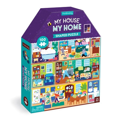 My House, My Home 100 Piece House-Shaped Puzzle by Mudpuppy, Illustrated By Eloise Narrigan