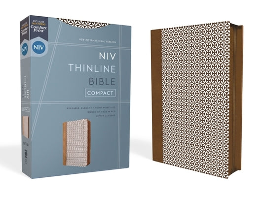 Niv, Thinline Bible, Compact, Leathersoft, Brown/White, Zippered, Red Letter, Comfort Print by Zondervan