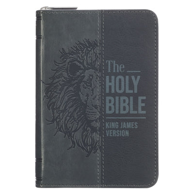KJV Bible Pocket W/Zip Faux Leather, Black/Gray by Christian Art Gifts