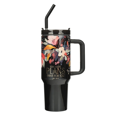 Tumbler W/Straw SS Black Jer. 29:11 by Christian Art Gifts