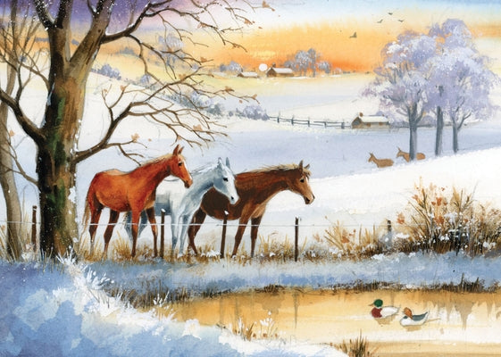 Horses in Winter Deluxe Boxed Holiday Cards (20 Cards, 21 Self-Sealing Envelopes) by Peter Pauper Press Inc
