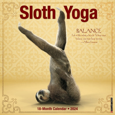 Sloth Yoga 2024 12 X 12 Wall Calendar by Willow Creek Press