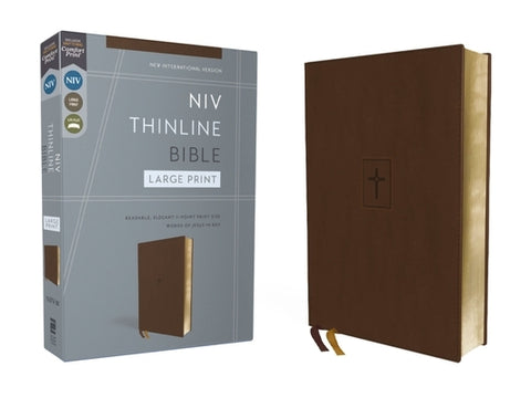 Niv, Thinline Bible, Large Print, Leathersoft, Brown, Red Letter, Comfort Print by Zondervan
