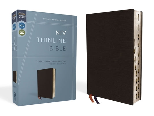 NIV, Thinline Bible, Bonded Leather, Black, Indexed, Red Letter Edition by Zondervan