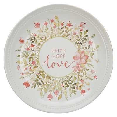 With Love Inspirational Serving Plate Appetizer Dessert Faith Hope Love Pink Floral by Christian Art Gifts