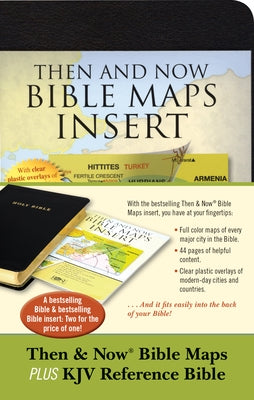 Then & Now Bible Maps Insert and KJV Bible Bundle: Bible & Bible Insert (Red Letter, Imitation Leather, Black) by Hendrickson Publishers