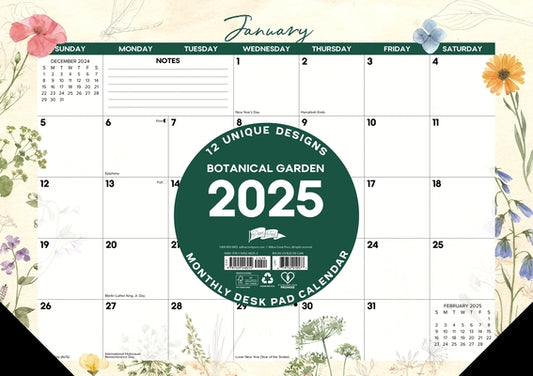 Botanical Garden 2025 17 X 12 Small Monthly Deskpad by Willow Creek Press