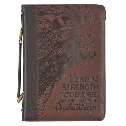 Bible Cover Extra Large Brown Lord Is My Strength Exodus 15:2 by 