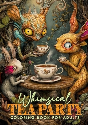 Whimsical Tea Party Coloring Book for Adults: Whimsical Coloring Book Grayscale Cute Creatures Coloring Book Wonderland Magical Beings Coloring Book by Publishing, Monsoon