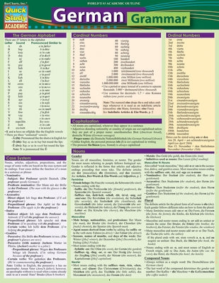 German Grammar: Quickstudy Laminated Reference Guide by Barcharts Publishing Inc