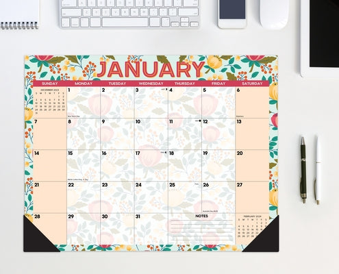 Spring Floral 2024 22 X 17 Large Monthly Deskpad by Willow Creek Press