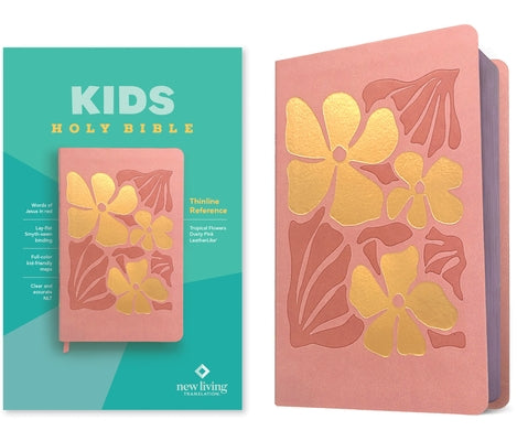 NLT Kids Bible, Thinline Reference Edition (Leatherlike, Tropical Flowers Dusty Pink, Red Letter) by Tyndale