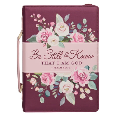 Christian Art Gifts Fashion Vegan Leather Bible Cover for Women: Be Still & Know - Inspirational Bible Verse, Sturdy Easy Carry Book Case W/Pen Loops, by Christian Art Gifts