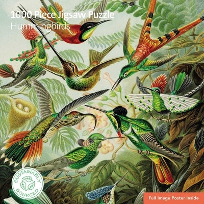 Adult Sustainable Jigsaw Puzzle V&a: Humming Birds: 1000-Pieces. Ethical, Sustainable, Earth-Friendly by Flame Tree Studio