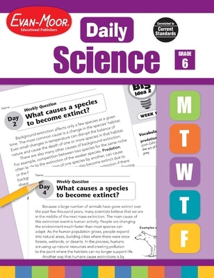 Daily Science, Grade 6 Teacher Edition by Evan-Moor Educational Publishers