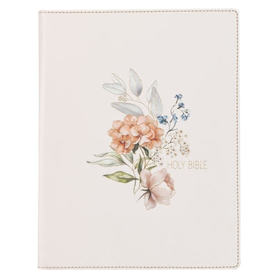 KJV Note-Taking Bible LP Faux Leather Hc White Floral by Christian Art Gifts