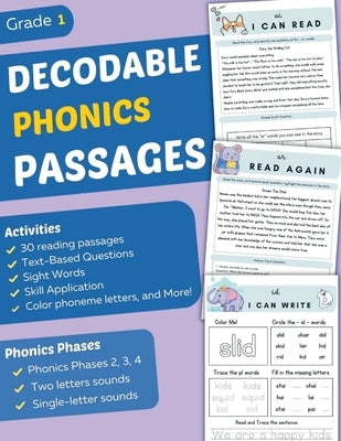 Decodable Phonics Passages Grade 1: Improve Reading and Comprehension Skills for Kids, Decodable Texts and Dyslexia Activities With Phonics and Sounds by Dolton, Jed