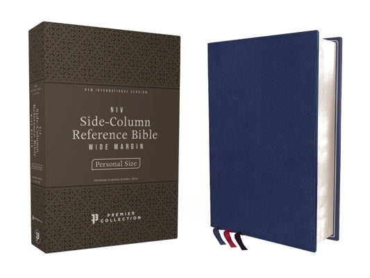 Niv, Side-Column Reference Bible, Personal Size, Premium Goatskin Leather, Blue, Premier Collection, Art Gilded Edges, Comfort Print by Zondervan