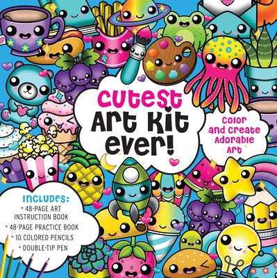 Cutest Art Kit Ever!: Color and Create Adorable Art - Includes: 48-Page Art Instruction Book, 48-Page Practice Book, 10 Colored Pencils, Dou by Editors of Chartwell Books