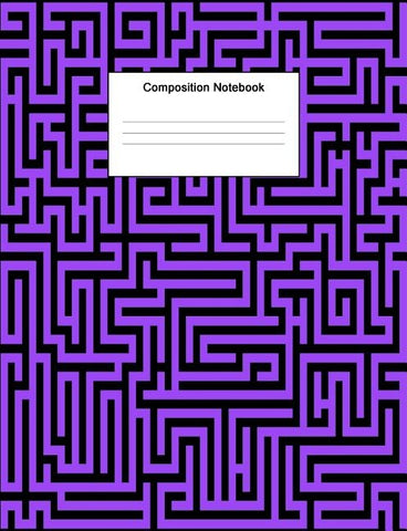 Composition Notebook: College Ruled Composition Book Purple Cover Abstract Maze Pattern by Notebooks, Alexa