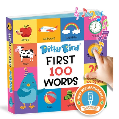 Ditty Bird First 100 Words Interactive Sound Book for Toddlers 1- 3 Speech Therapy Educational Learning Books for 1 Year Old by Ditty Bird