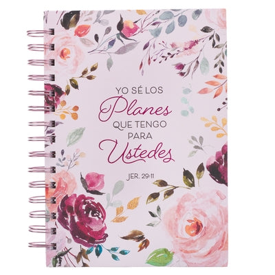 Christian Art Gifts Journal W/Scripture, Diario Espiral Rosado Floral Los Planes Jer. 29:11, Large, Hardcover Notebook, Wire Bound by Christian Art Gifts