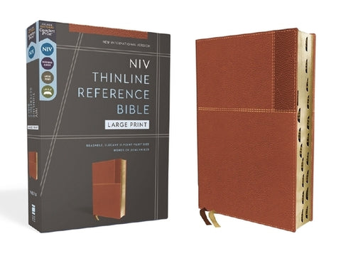 Niv, Thinline Reference Bible (Your Portable Reference Bible), Large Print, Leathersoft, Brown, Red Letter, Thumb Indexed, Comfort Print by Zondervan