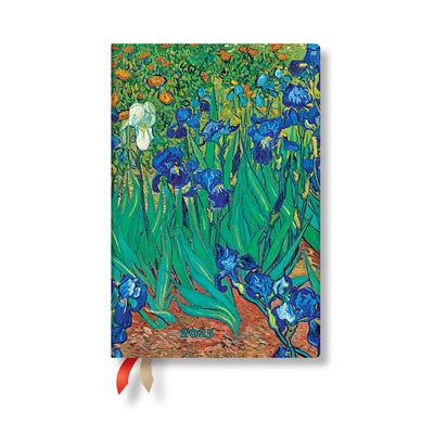 Paperblanks 2025 Weekly Planner Van Gogh Irises Van Gogh Irises 12-Month Mini Horizontal Elastic Band 160 Pg 100 GSM by Paperblanks