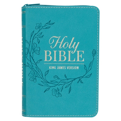 KJV Bible Pocket Faux Leather Teal W/Zipper by Christian Art Gifts