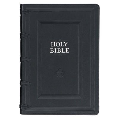 KJV Study Bible, Standard King James Version Holy Bible, Thumb Tabs, Ribbons, Faux Leather, Black Debossed by Christian Art Gifts