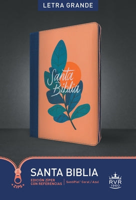 Santa Biblia Rvr60, Edición Zíper Con Referencias, Letra Grande (Sentipiel, Coral/Azul, Índice, Letra Roja) by Tyndale Bible