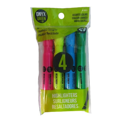 4pk Broad Highlighters, Asstd Colors by Onyx Green