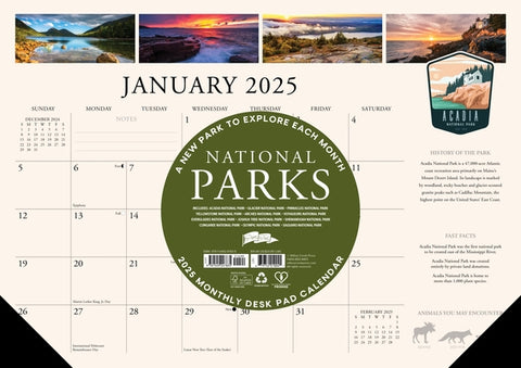 National Parks 2025 17 X 12 Small Monthly Deskpad by Willow Creek Press