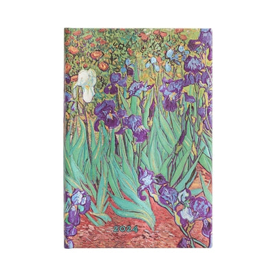 Paperblanks French 2024 DP Van Gogh's Irises 12-Month Mini Horizontal Elastic Band Closure 160 Pg 100 GSM by Paperblanks