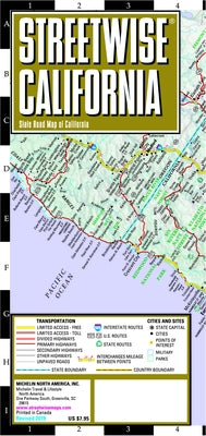 Streetwise California Map: Laminated State Road Map of California by Michelin