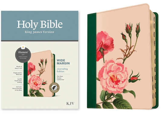 KJV Wide Margin Bible, Filament-Enabled Edition (Leatherlike, Pink Rose Garden, Indexed, Red Letter) by Tyndale