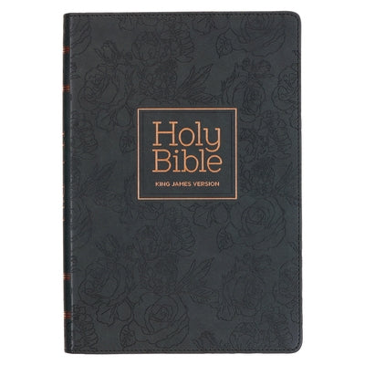 KJV Holy Bible, Thinline Large Print Faux Leather Red Letter Edition - Thumb Index & Ribbon Marker, King James Version, Black, Zipper Closure by Christian Art Gifts