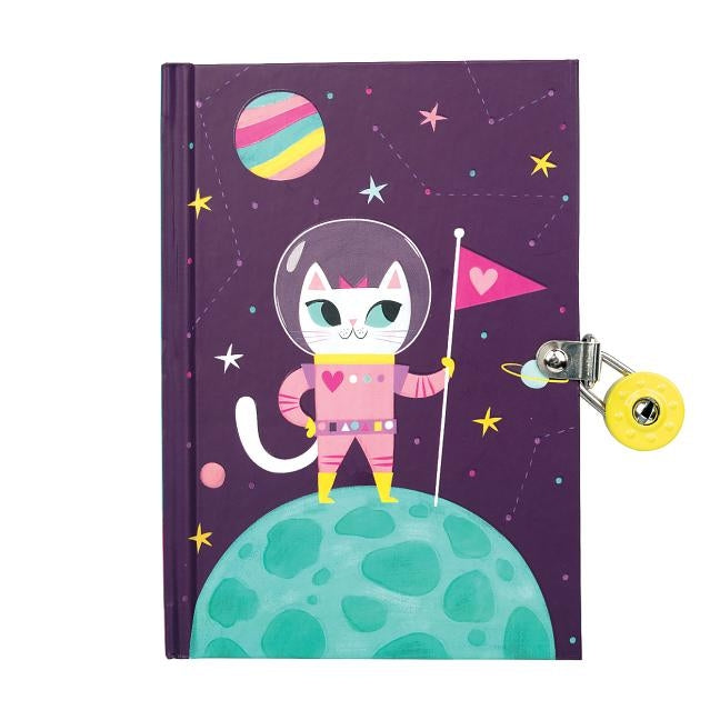Space Cat Glow-In-The-Dark Locked Diary by Mudpuppy