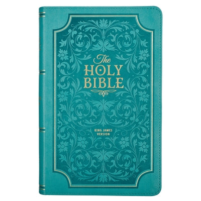 KJV Bible Giant Print Standard-Size (Faux Leather, Teal Floral) by Christian Art Gifts